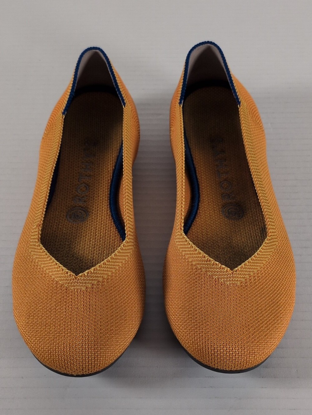 Rothy's The Flat Flats Womens 8 Marigold Yellow Round Toe Textile Slip On Shoes
